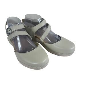 Dansko Rissa Ivory Nappa Casual Heeled Mary Jane Leather Sandals Size 39 8.5 9